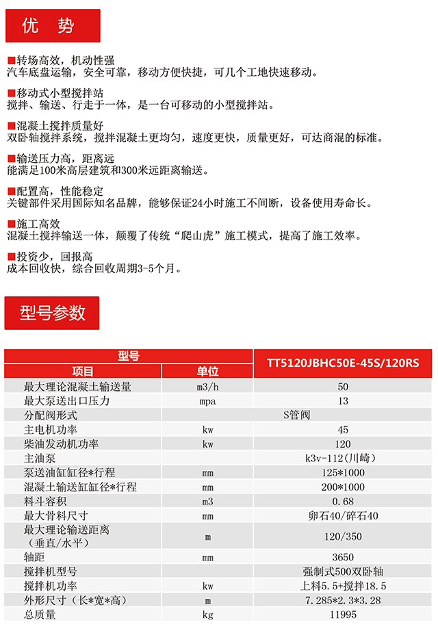 混凝土攪拌車(chē)載泵的優(yōu)勢(shì)與型號(hào)參數(shù)表圖